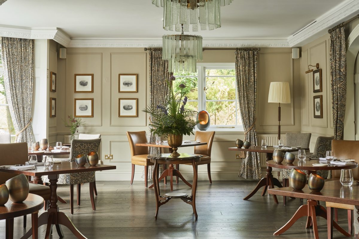 Seating area dining hall at rothay manor.